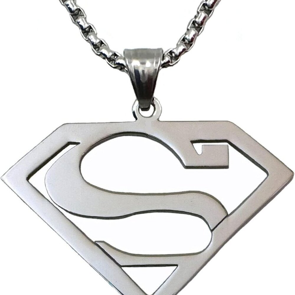 Stainless Steel Superhero Pendant Necklace Women Casual Durable Gift